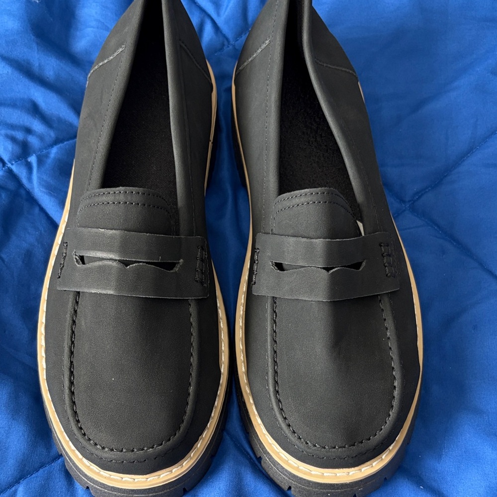 Black Loafers with Tan Sole